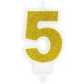 Žvakė-skaičius Nr. 5, auksinė, PartyDeco