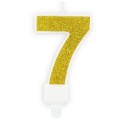 Žvakė-skaičius Nr. 7, auksinė, PartyDeco
