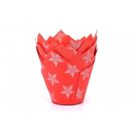 House of Marie Muffin Cups Tulip Stars Red pk/36
