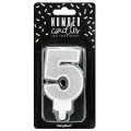 PartyDeco Birthday Candle Number 5 - Silver