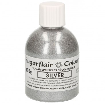 Spindintis spalvotas cukrus - sidabro (Silver), 100 g, Sugarflair