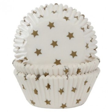 House of Marie Baking Cups Star Gold pk/50