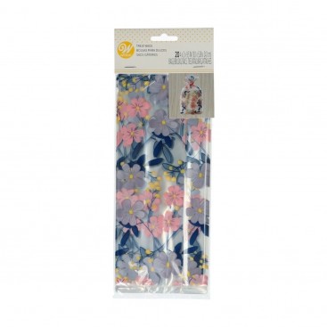 Plastikiniai maišeliai su vielutėmis "Floral", 10x24 cm, Wilton (20 vnt.)
