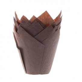 House of Marie Muffin Cups Tulip Brown pk/36