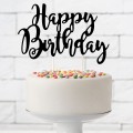 PartyDeco Cake Topper Happy Birthday - Black