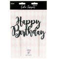 PartyDeco Cake Topper Happy Birthday - Black