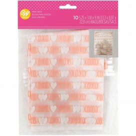Пластиковые пакетики с зажимом "XoXo", 13x23 см, Wilton (10 шт.)
