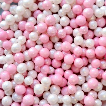 Pabarstukai - minkšti perlai balti/rožiniai, 50 g, FunCakes