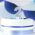 PartyDeco Birthday Candle Number 2 - Silver