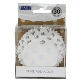 PME Foil Lined Baking Cups Silver Polka Dot pk/30