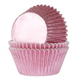 House of Marie Mini Baking Cups Foil Baby Pink pk/36