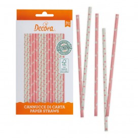 Decora Stars & Pois Pink Straws