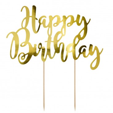 Dekoracija (toperis) "Happy Birthday Gold", Party Deco