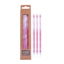 PME Candles Tall - Pink marble candles pk/6