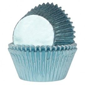 House of Marie Mini Baking Cups Foil Baby Blue pk/36