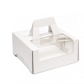 White paper box with handle, 32x32 cm