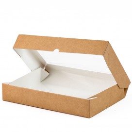 Dėžutė kraftinė su langeliu, 26x15 cm