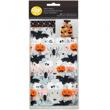 Пластиковые пакетики с зажимом "Halloween Icons", 10x24 см, Wilton (20 шт.)