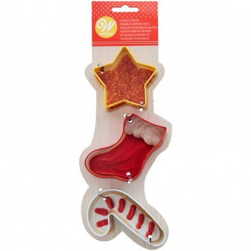 Sausainių formelių rinkinys "Kalėdų saldainis, kojinė, žvaigždė", Wilton (3 vnt.)