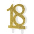 PartyDeco Birthday Candle Number 18 - Modern Gold