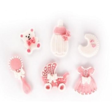 SL Edible Cake Topping Decorations - Baby Set Pink