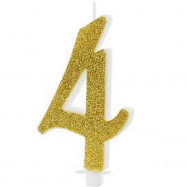PartyDeco Birthday Candle Number 4 - Modern Gold