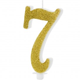 PartyDeco Birthday Candle Number 7 - Modern Gold