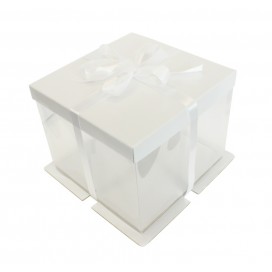 Прозрачная коробка для торта (белая) - 30 х 30 х 25 см
