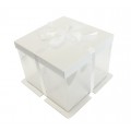 Коробка для торта прозрачная - белая, 30х30х25 см