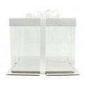 Transparent cake box (white)- 30x30x25 cm
