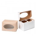 Коробка для кексов (2), крафтовая с окошком
