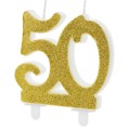 Свечка-цифра - золотая Nr.50, PartyDeco