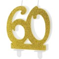 PartyDeco Birthday Candle Number 60 - Modern Gold