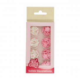 FunCakes Sugar Decorations Little Flower Mix White/Pink Set 64 pcs