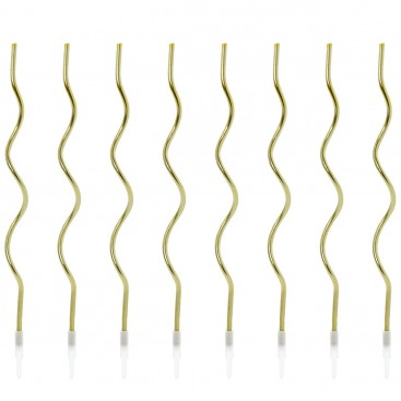 PartyDeco Birthday Candles Curl Gold pk/8