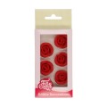 Valgomos dekoracijos - Marcipaninės rožės, raudonos spalvos ( Red), FunCakes (6 vnt.)