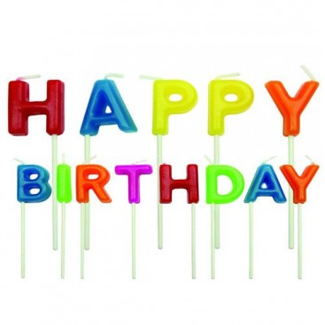 Set of colored candles "Happy Birthday", (13 pcs.) PME