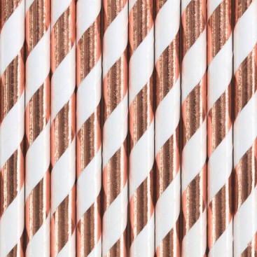 Paper straws - Rose gold, 19.5 cm. PartyDecor(10 pcs.)