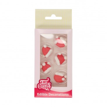 Valgomos dekoracijos - Kalėdų senelio kepurės, FunCakes (12 vnt.)