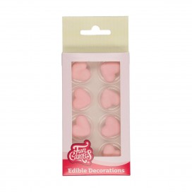 Valgomos dekoracijos - Širdutės rožinės spalvos, FunCakes (8 vnt.)