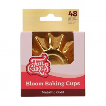 FunCakes Bloom baiking cups- Metallic Gold, 48 vnt.