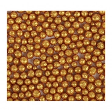 Pabarstukai -  mini perlai auksiniai (~4mm), 60 g, On Cake