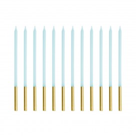 Свечи для торта Cиниe/Золотые "Blue/Gold", PartyDeco (12шт.)