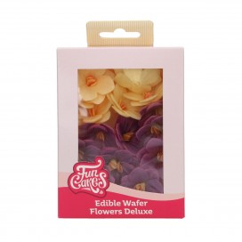 Edible Wafer Flowers – Purple/Yellow Hydrangeas, 18 pcs | FunCakes