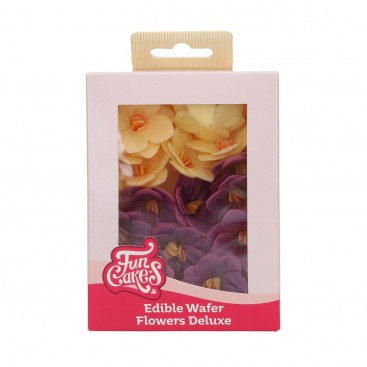 Valgomos vaflinės gėlės Purple/Yellow Small (violetinės/geltonos) , 18 vnt.  FunCakes