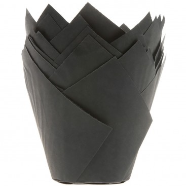Muffin Cups Tulip Blackpk/24