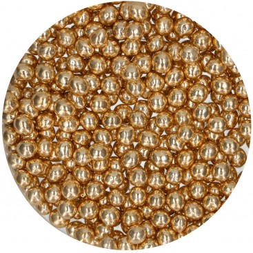 Pabarstukai – traškūs šokoladiniai perlai Auksiniai (Metallic Gold), 60 g – FunCakes