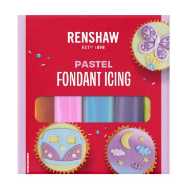 Pastelinių spalvų cukrinės masės rinkinys, 5 × 100 g – Renshaw (Pastel Multipack)