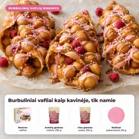 Burbulinių vaflių rinkinys: vaflinė, glaistai ir pabarstukai