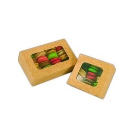 Macarons ruda dežutė su langeliu 17x11.5x5 cm.